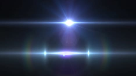 animation of beams of white light and lens flare on black background