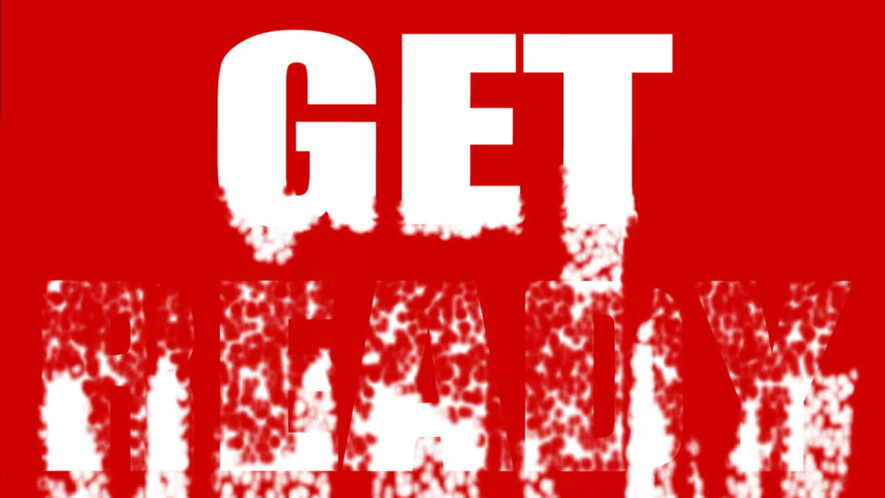 una animación de texto que se desmorona con las palabras: prepárate