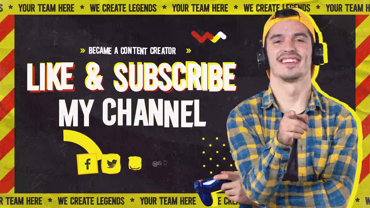 Young Gamer Content Creator Promoting Social Media Channel