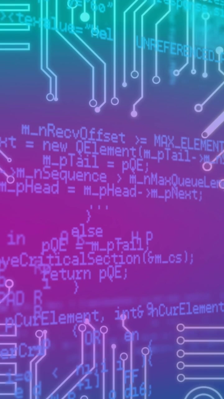 Tech-themed graphic blending circuitry with vibrant gradients for diverse uses.