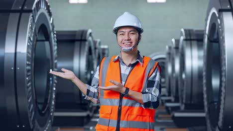ingeniero que se presenta en una instalación de fabricación