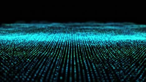 experience a mesmerizing display of blue data waves flowing across a dark digital landscape, showcasing vibrant patterns and movements. this captivating view illustrates the beauty of technology.