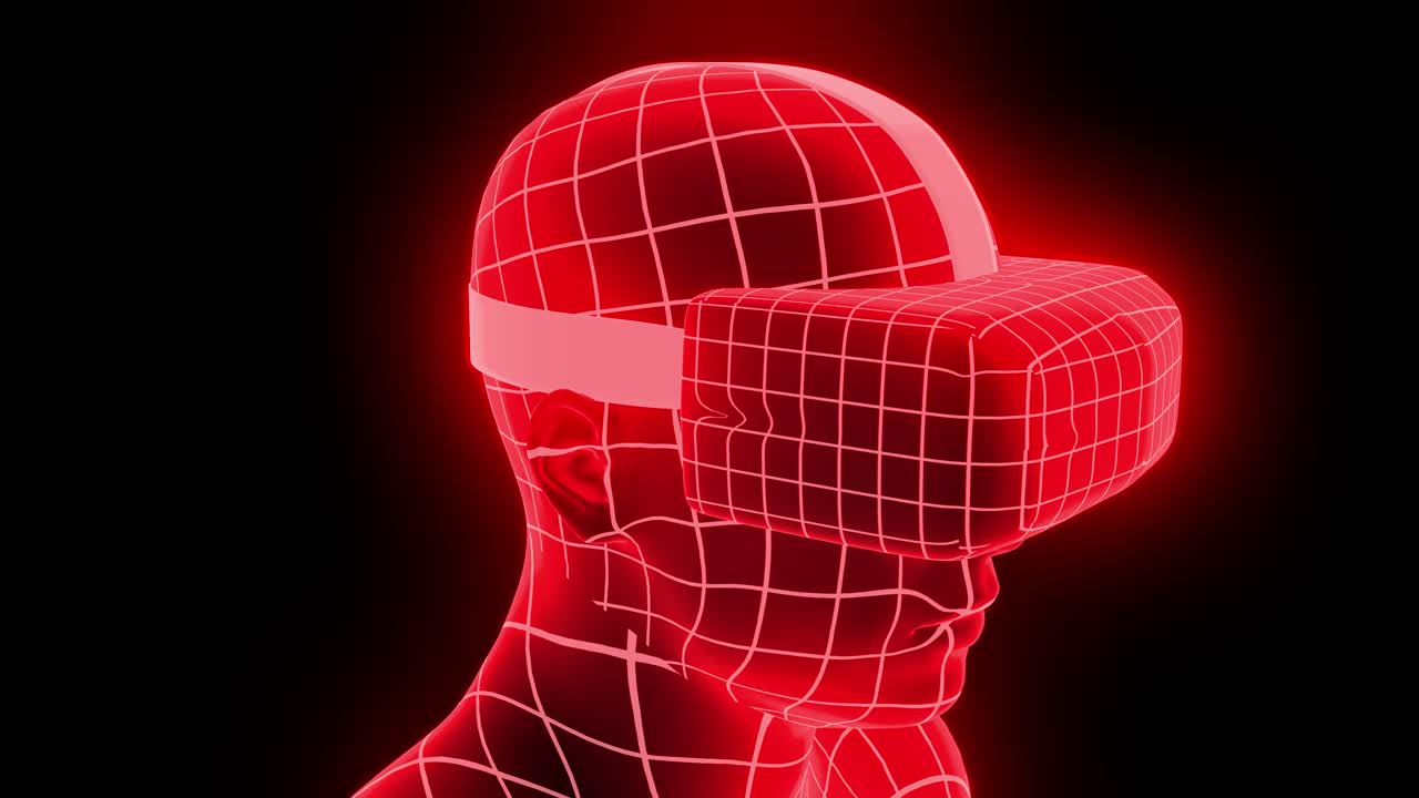 VR virtual reality headset hologram futuristic animation hmd game tech loop 4k