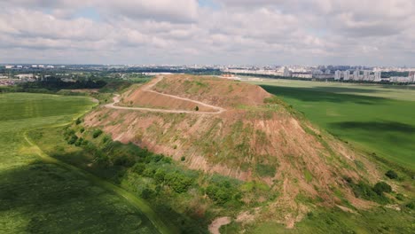 Household waste landfill. Closed for processing. Environment protection. Aerial photography.