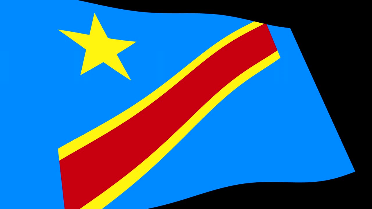 la bandera de la república democrática del congo ondeando lentamente en perspectiva, imágenes de animación en 4k