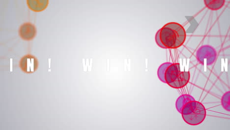 animación digital de usted ganar texto contra el globo de la red de iconos digitales girando