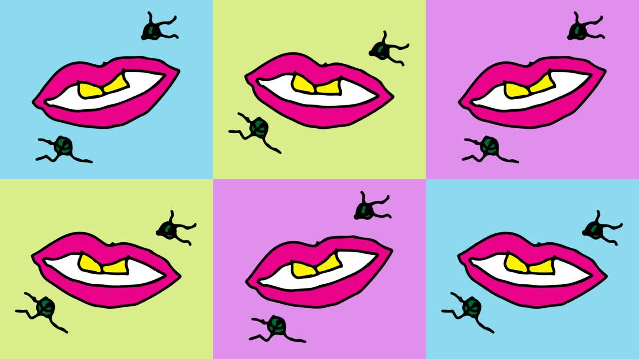 bambini che disegnano pop art sullo sfondo senza cuciture con il tema delle labbra