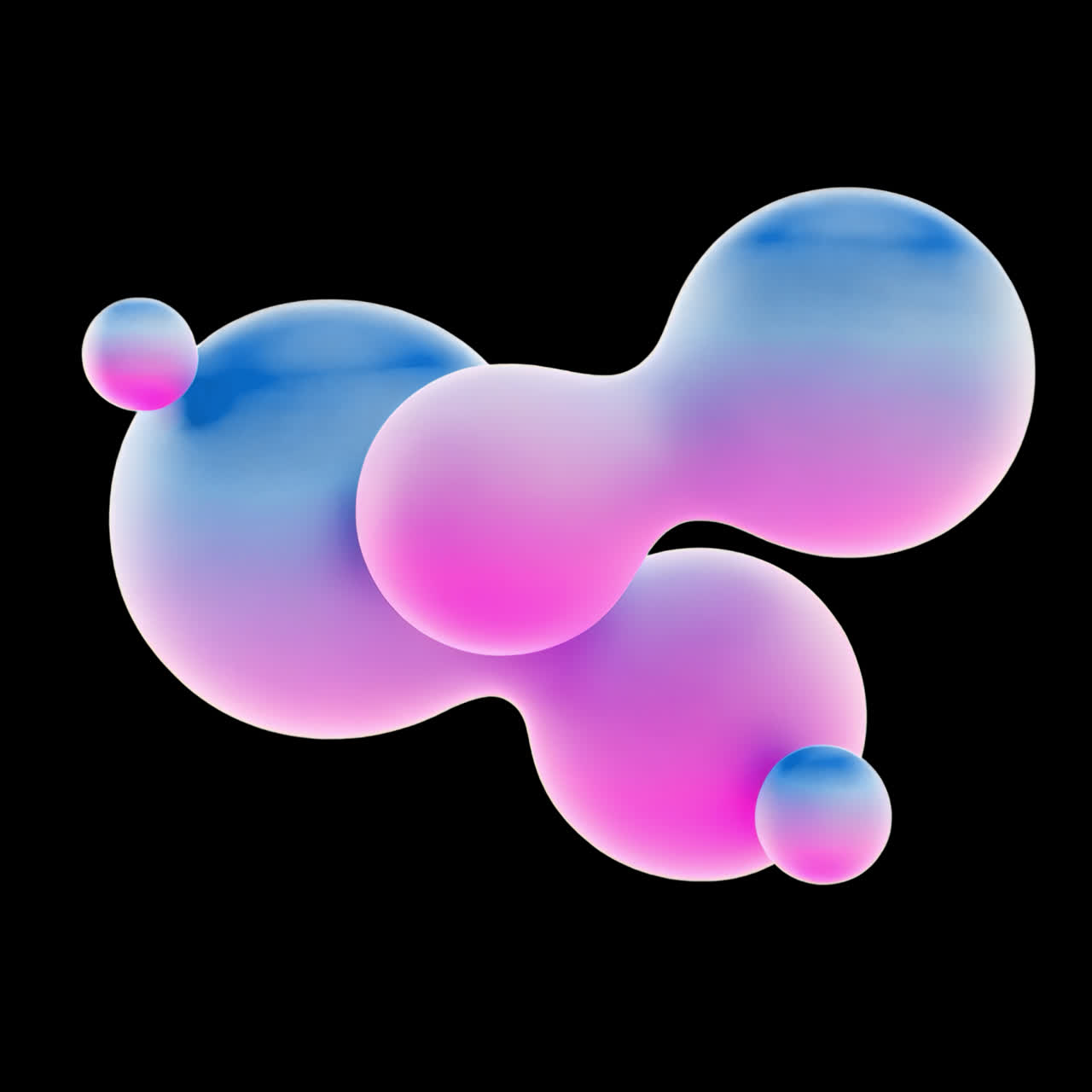 Abstract colorful 3D spheres animation isolated asset, transparent 4K video, alpha channel, ProRes