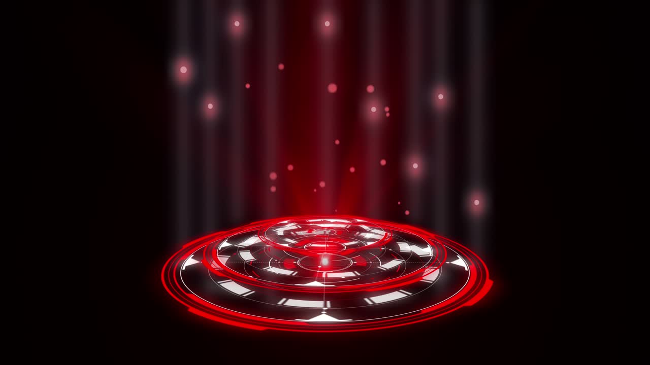 Animazione di design HUD ologramma rosso arrotondato. Concetto di tecnologia digitale. Visualizzazione grafica radiale. Dashboard hi-tech. Interfaccia futuristica. Display moderno. Dati virtuali.