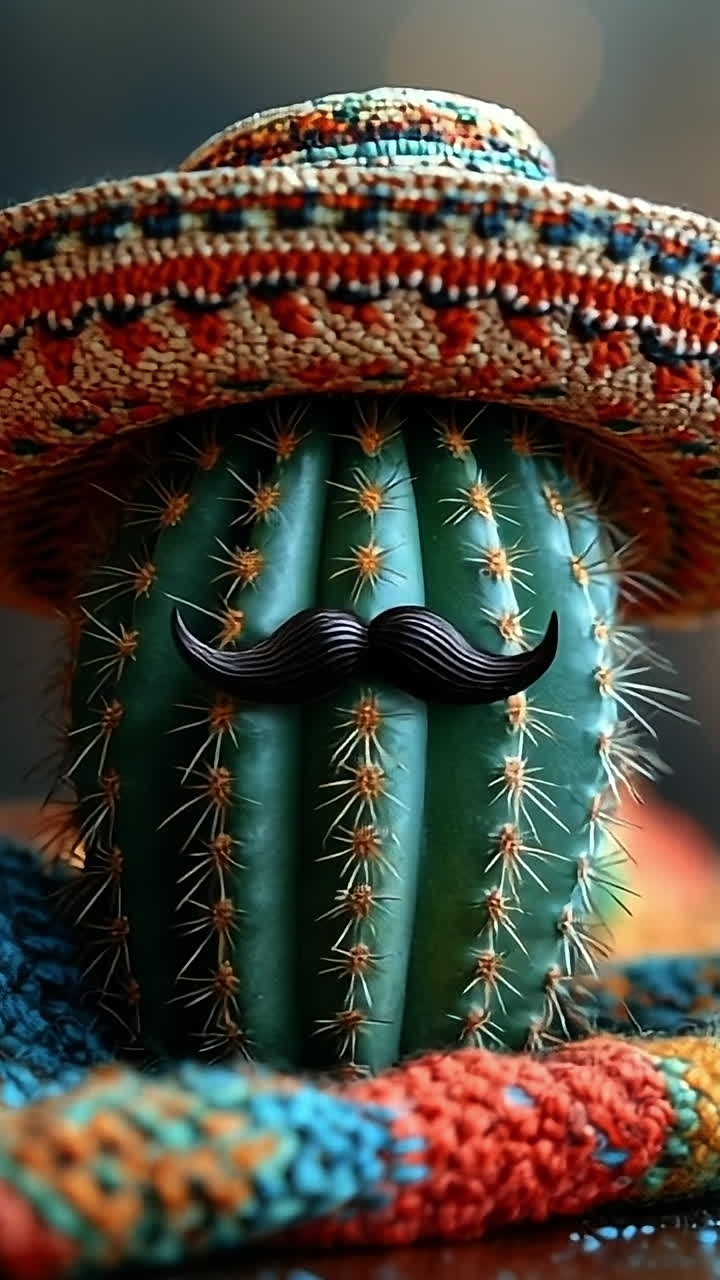 Cactus in a sombrero with a mustache