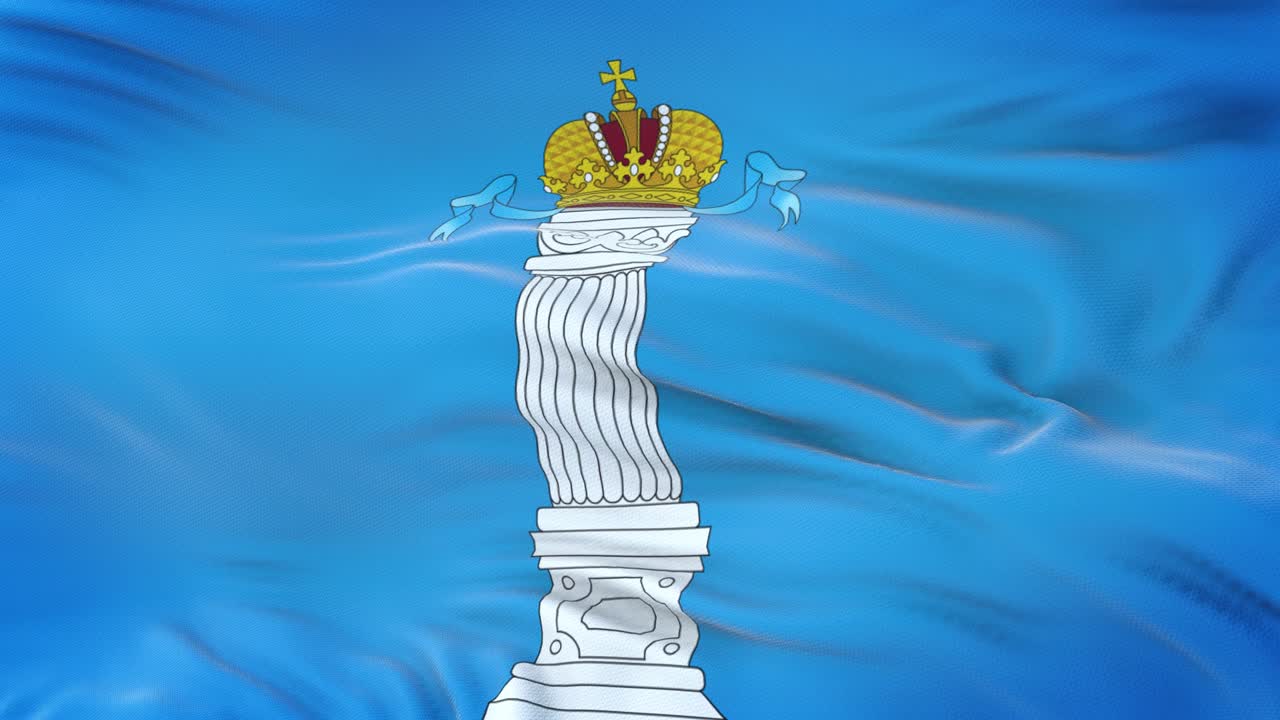 Ulyanovsk oblast (Federal subject of Russia) flag waving in the wind with highly detailed fabric texture. Seamless loop