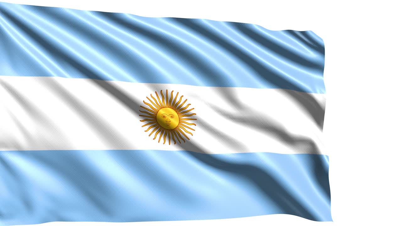 bandera de argentina con estructura de tela en el viento (canal alfa, en bucle)