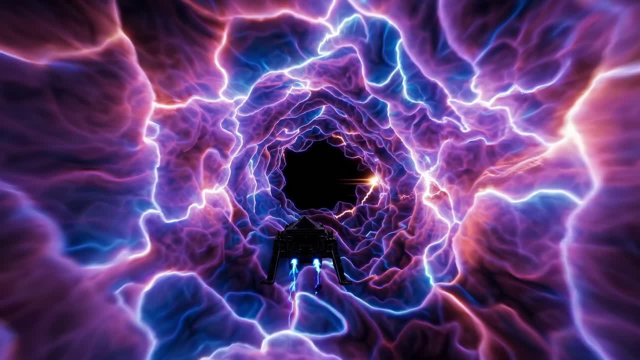 Spaceship Traveling Through a Wormhole