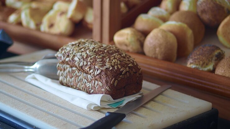 Loaf of Sunflower Seed Bread on a Bakery Counter