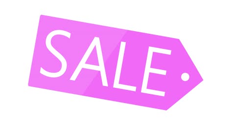 animación de bucle de icono de venta de la etiqueta de color rosa
