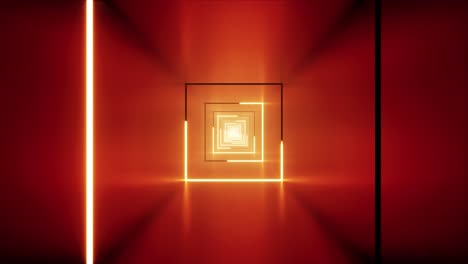 glowing red light stroke square in the metal tunnel vj loop