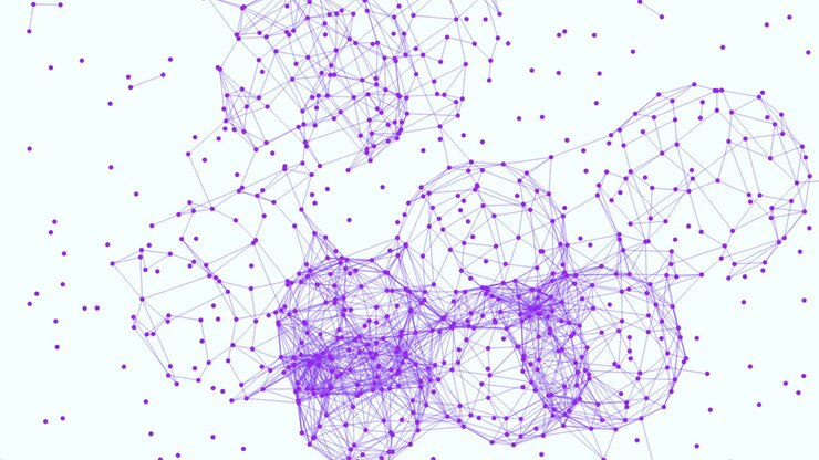 Interconnected network diagram visualizing connections between points