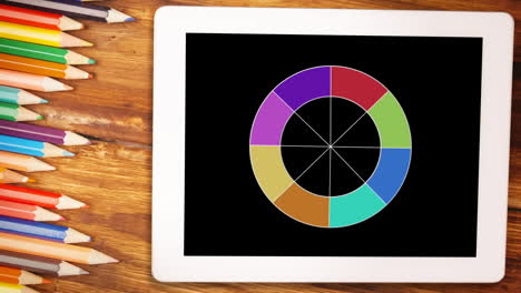 rueda de colores en una pantalla de ipad