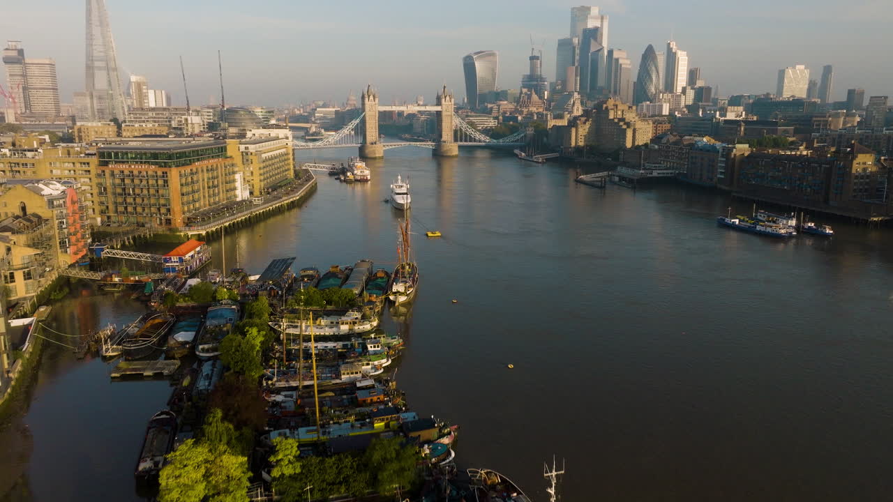 London Skyline and River Thames Aerial View