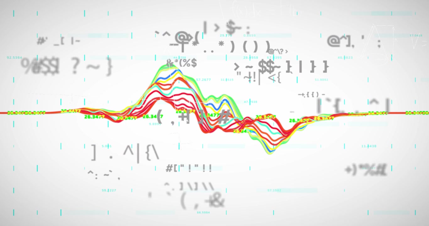 Baseline appearing kicking off waveform rising and falling to show data with symbols drifting