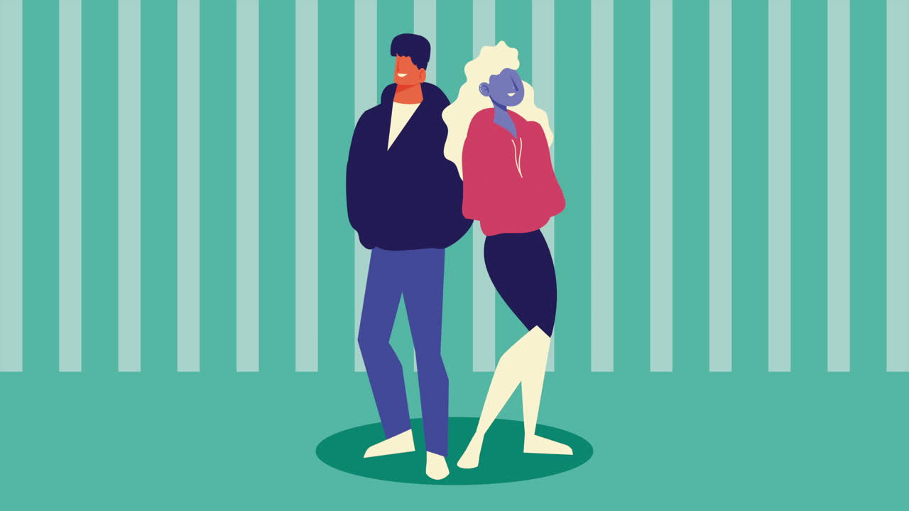 joven pareja de personajes de cómics de animación