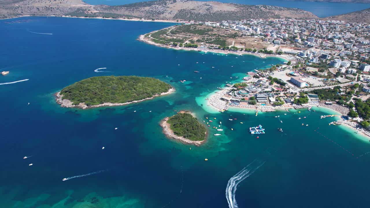 Ksamil Aerial Escape: Discover the White Sand Beaches and Emerald Seas of this Exquisite Summer Vacation Destination on the Islands' Shore
