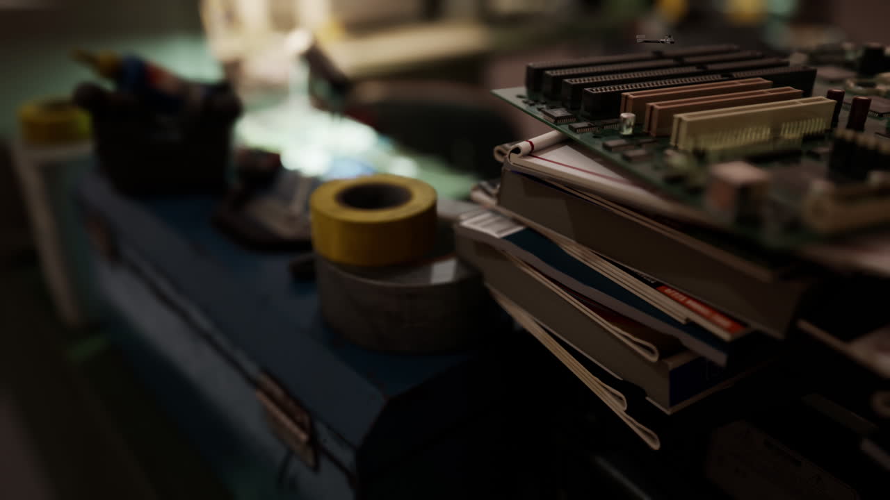 오래된 빈티지 개인용 컴퓨터 작업 공간