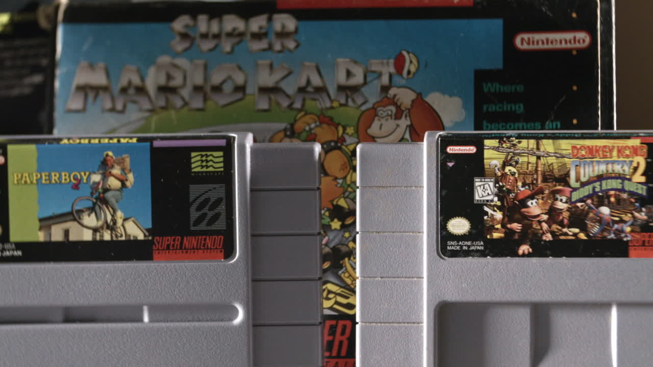 Super Nintendo Game Cartridges and Box Art