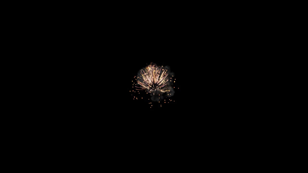 loop footage fireworks with sparkling lights and stars, ignites an explosion on a black background