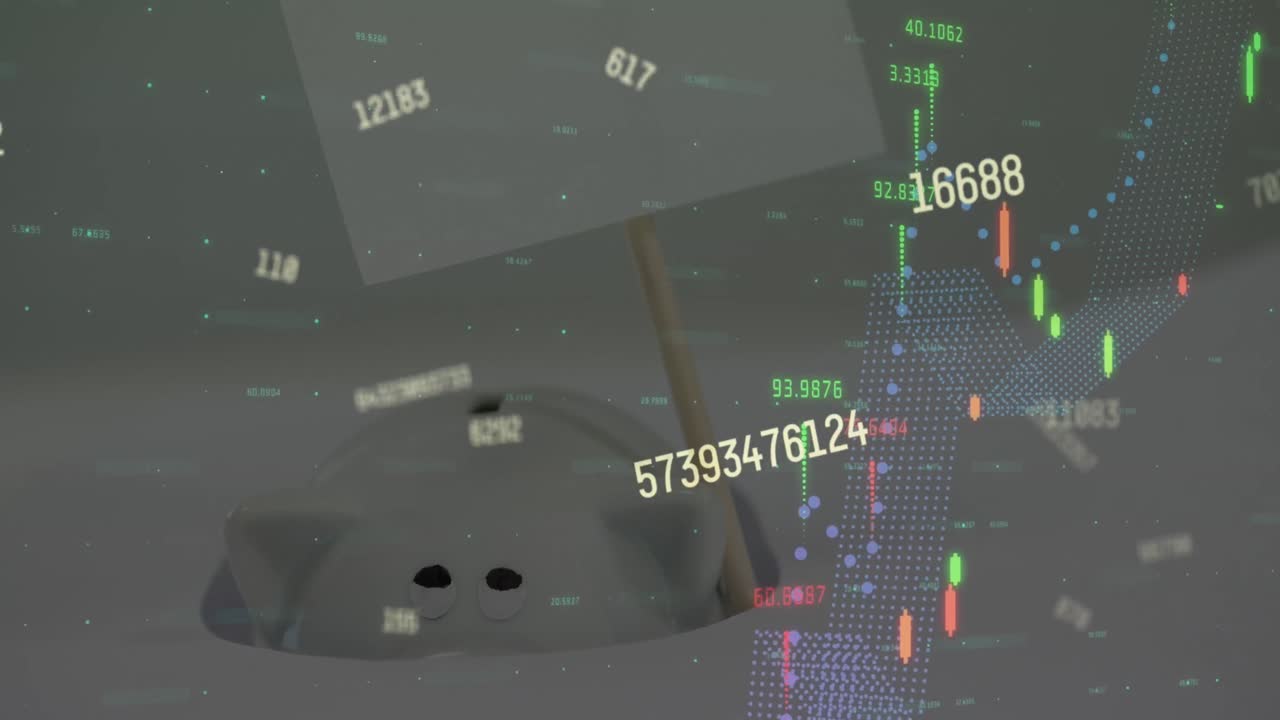 데이터 처리를 통해 돼지 은행의 애니메이션