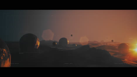 alien planet landscape with object tracking