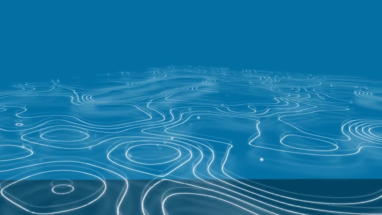 파란색 배경 위에 움직이는  ⁇  선의 애니메이션