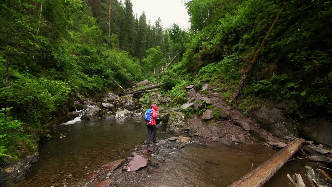 Hiking through a Mountain Creek