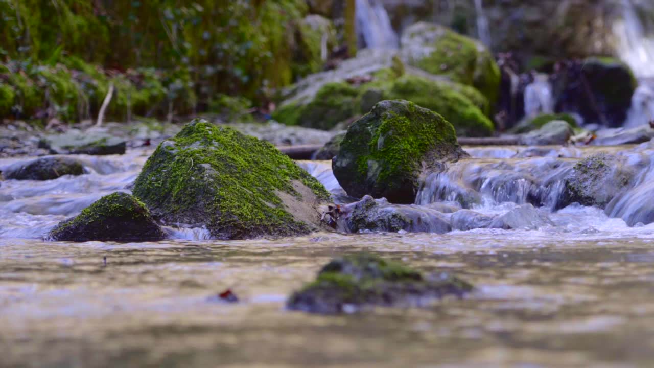 garganta en solothurn con hermosas cascadas y rocas cubiertas de musgo
