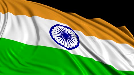 bandera india en cámara lenta. la bandera se desarrolla suavemente en el viento