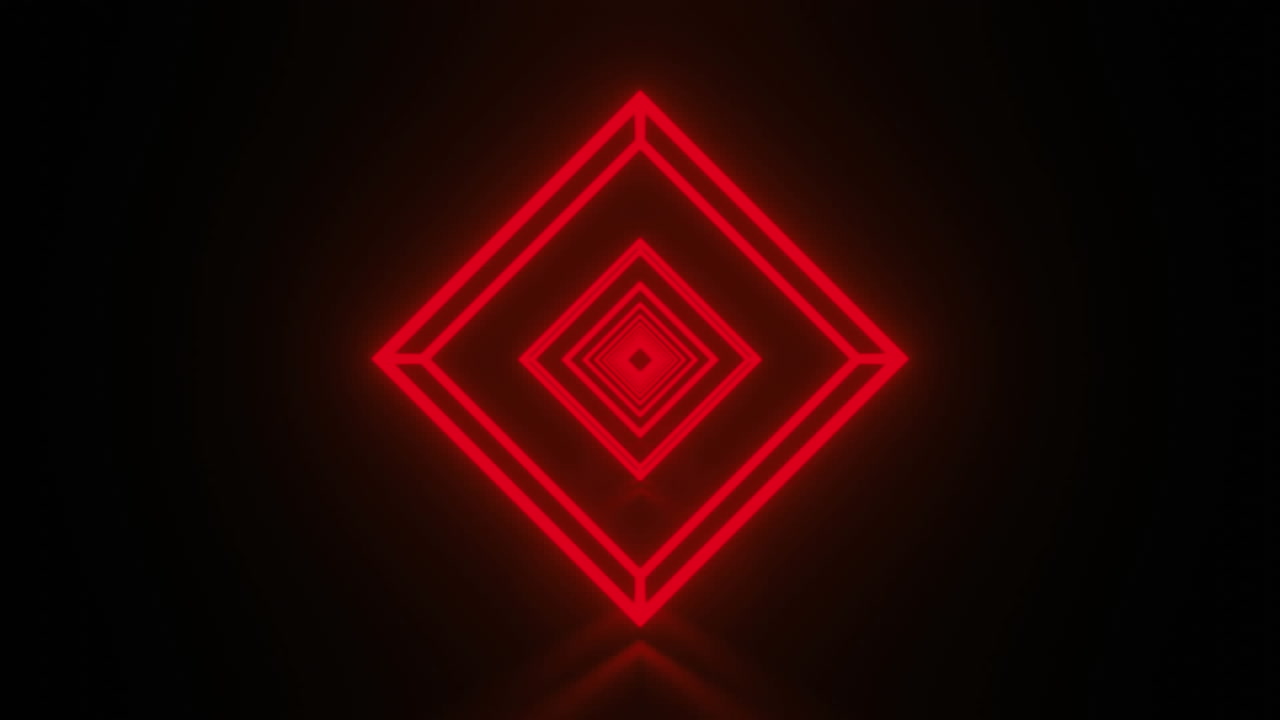 animación de chispas y túnel de neón rojo sobre fondo negro