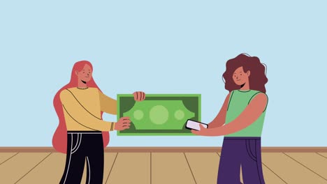 las chicas jóvenes bill dollar animación