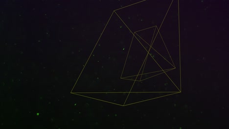 Abstract geometric triangles in space with fly glitters