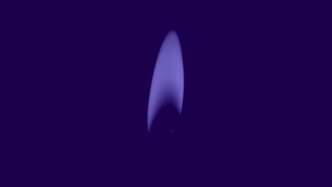 blue flame flickering from wind on pure purple background, static aesthetic shot