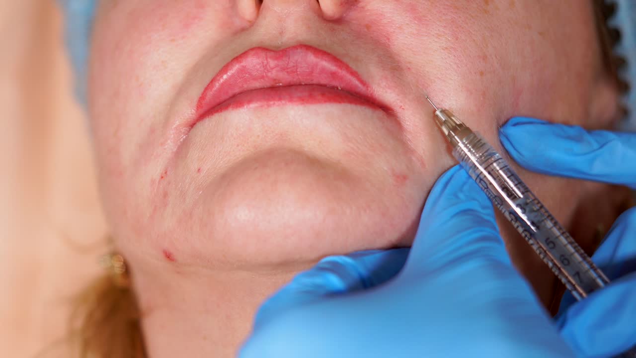 Cosmetic Injection Procedure on a Woman's Face