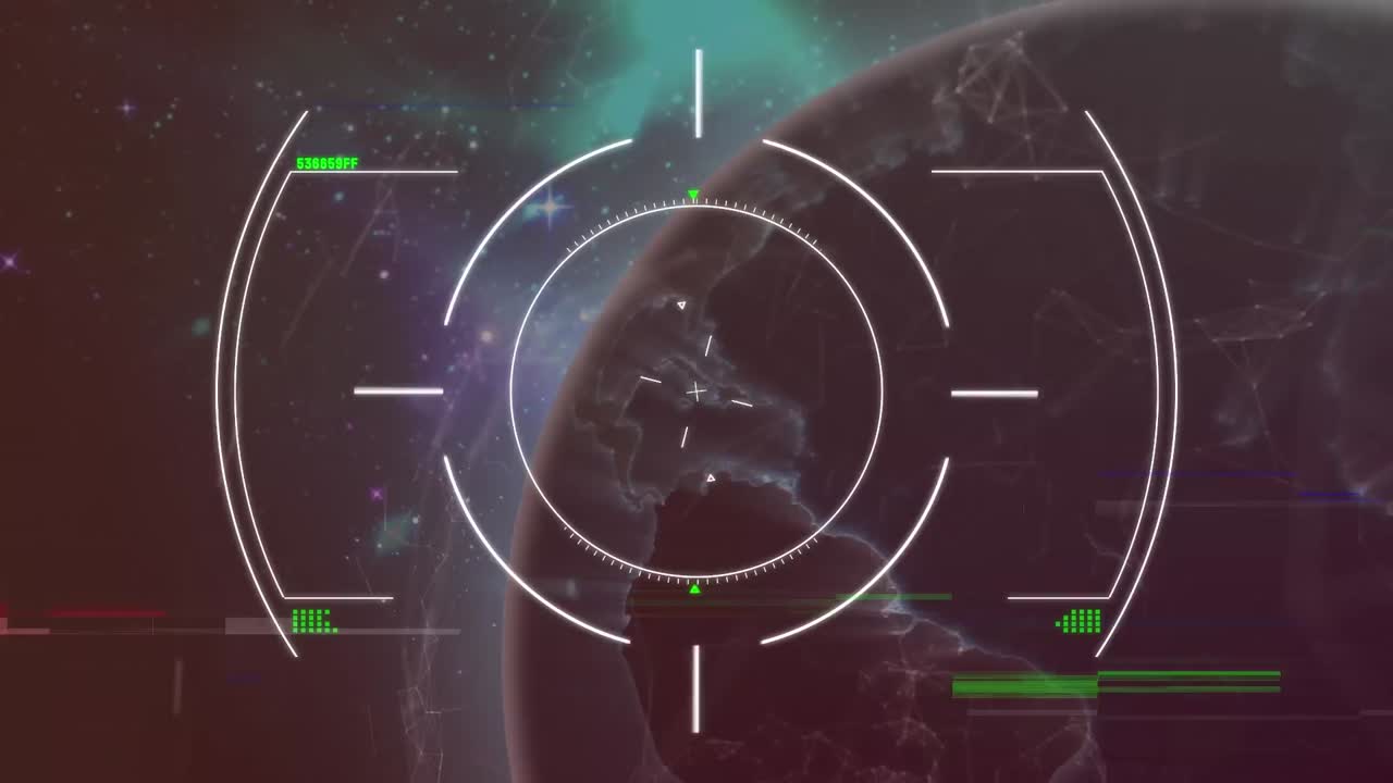 animación del visor, el globo terráqueo y la falla en fondo marrón