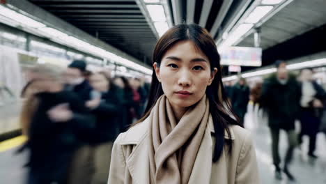 woman in a subway station