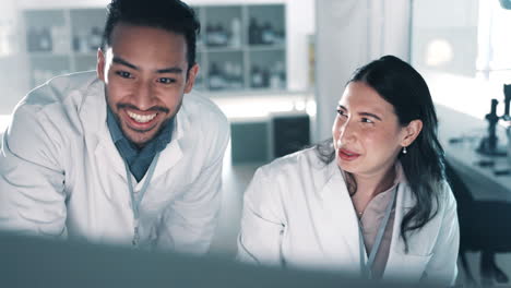 scientist, teamwork and people on computer