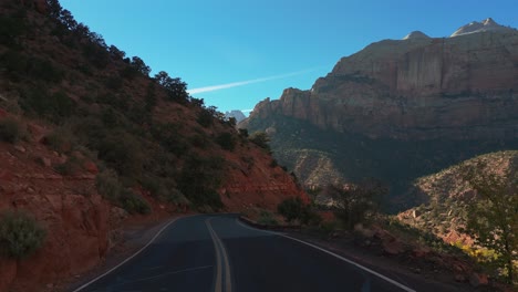 scenic car drive at zion national park, beautiful nature in utah, north america