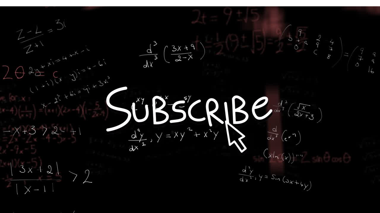 animación de suscripción sobre fondo negro con fórmulas matemáticas