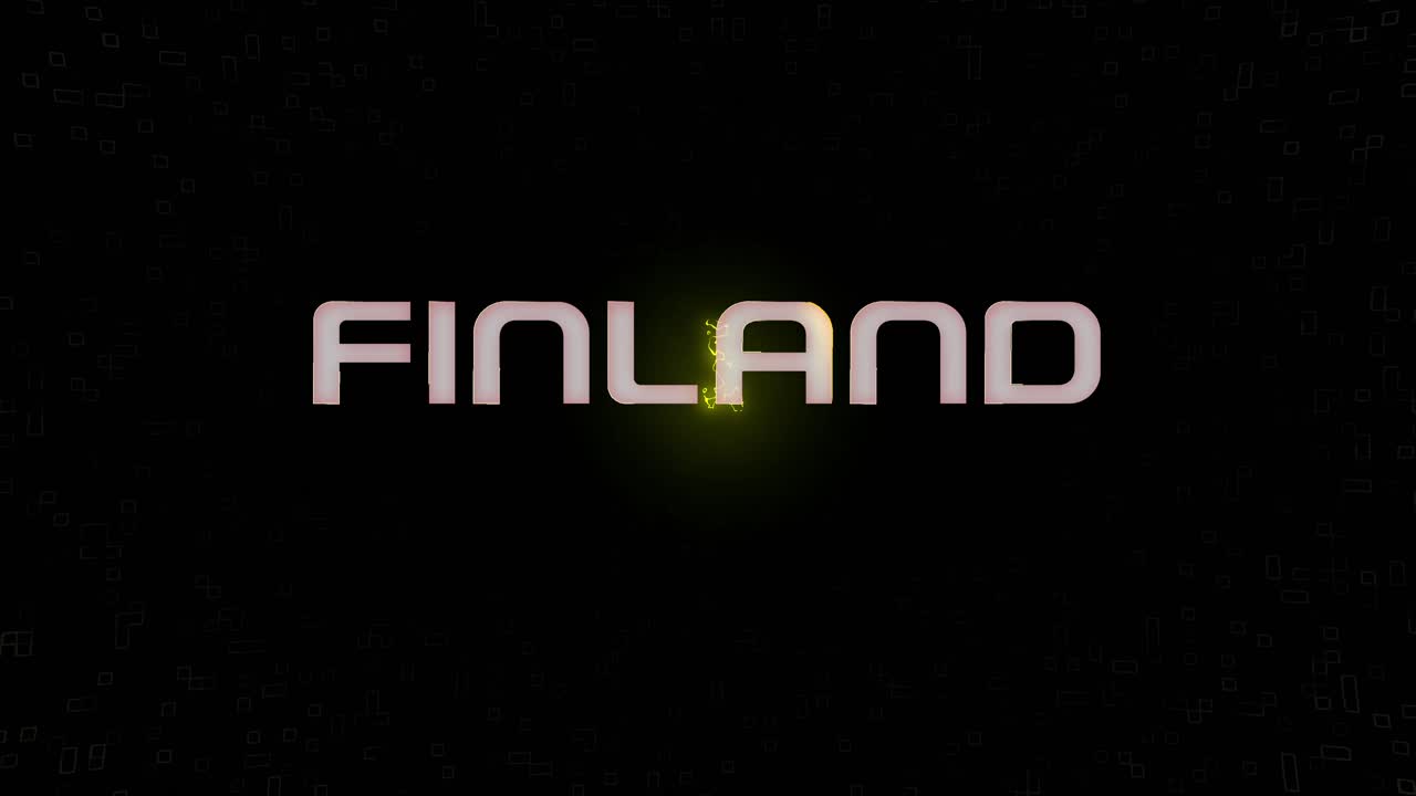 Bianco elettrificato su nero con logo giallo Finlandia
