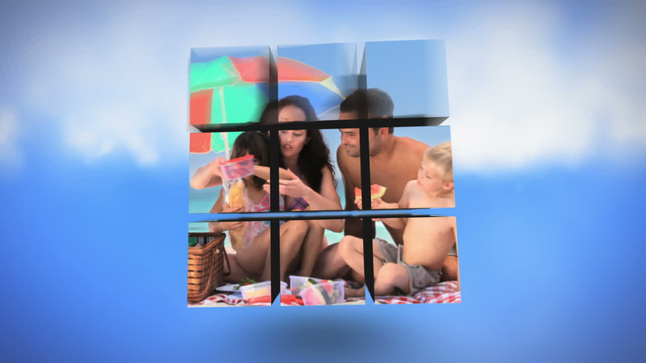 montaje de vacaciones familiares