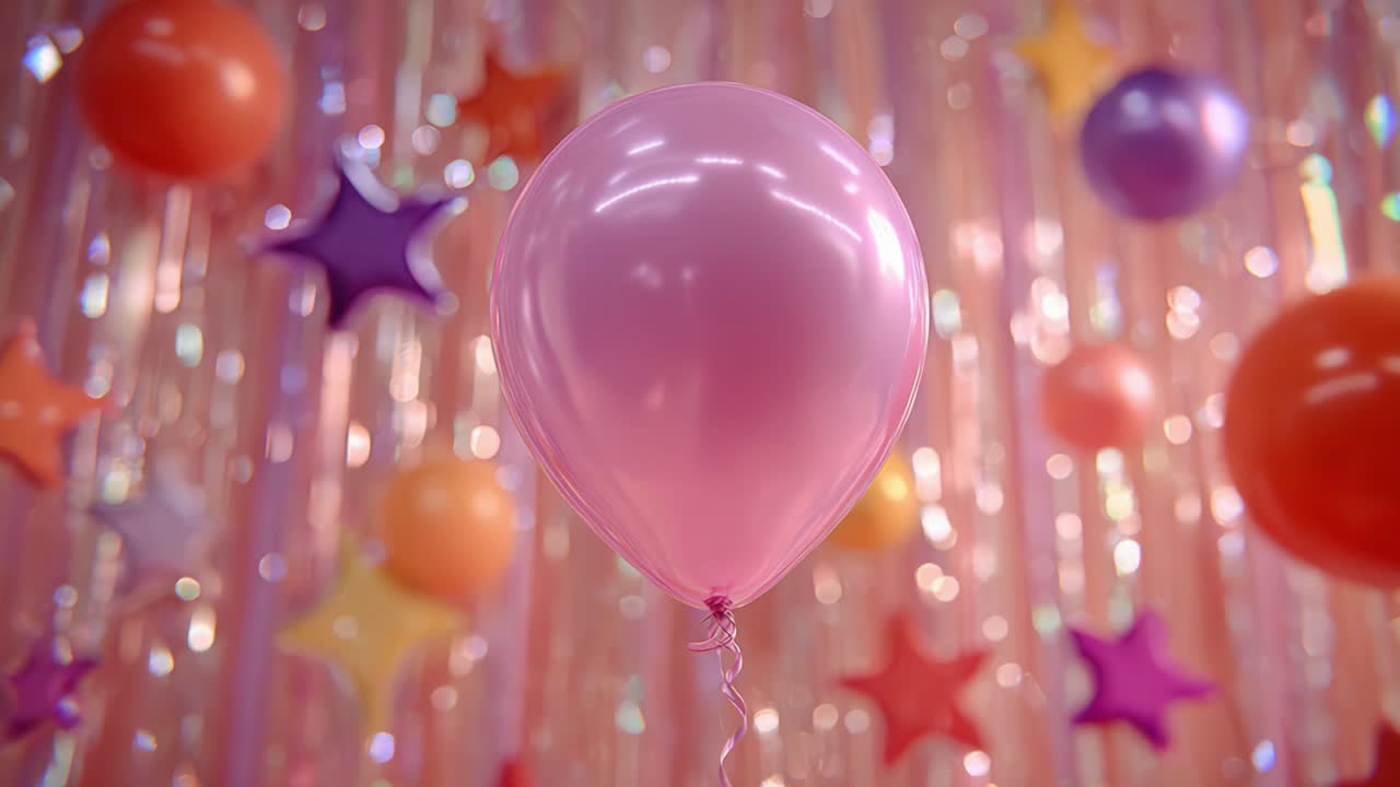 Un'incantevole esposizione di palloncini colorati in un'atmosfera festosa, che cattura perfettamente la gioia di celebrazioni e occasioni speciali con decorazioni e accessori vivaci