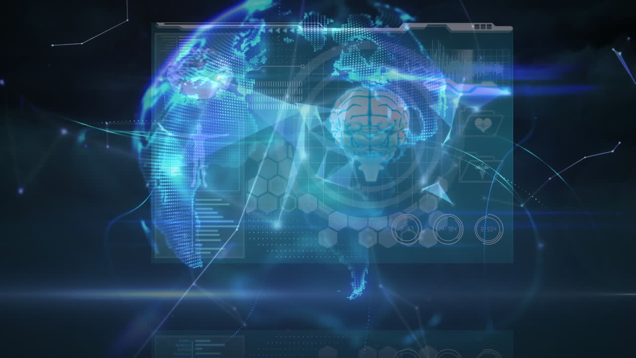 animación de redes de conexiones con el mundo sobre el procesamiento de datos médicos