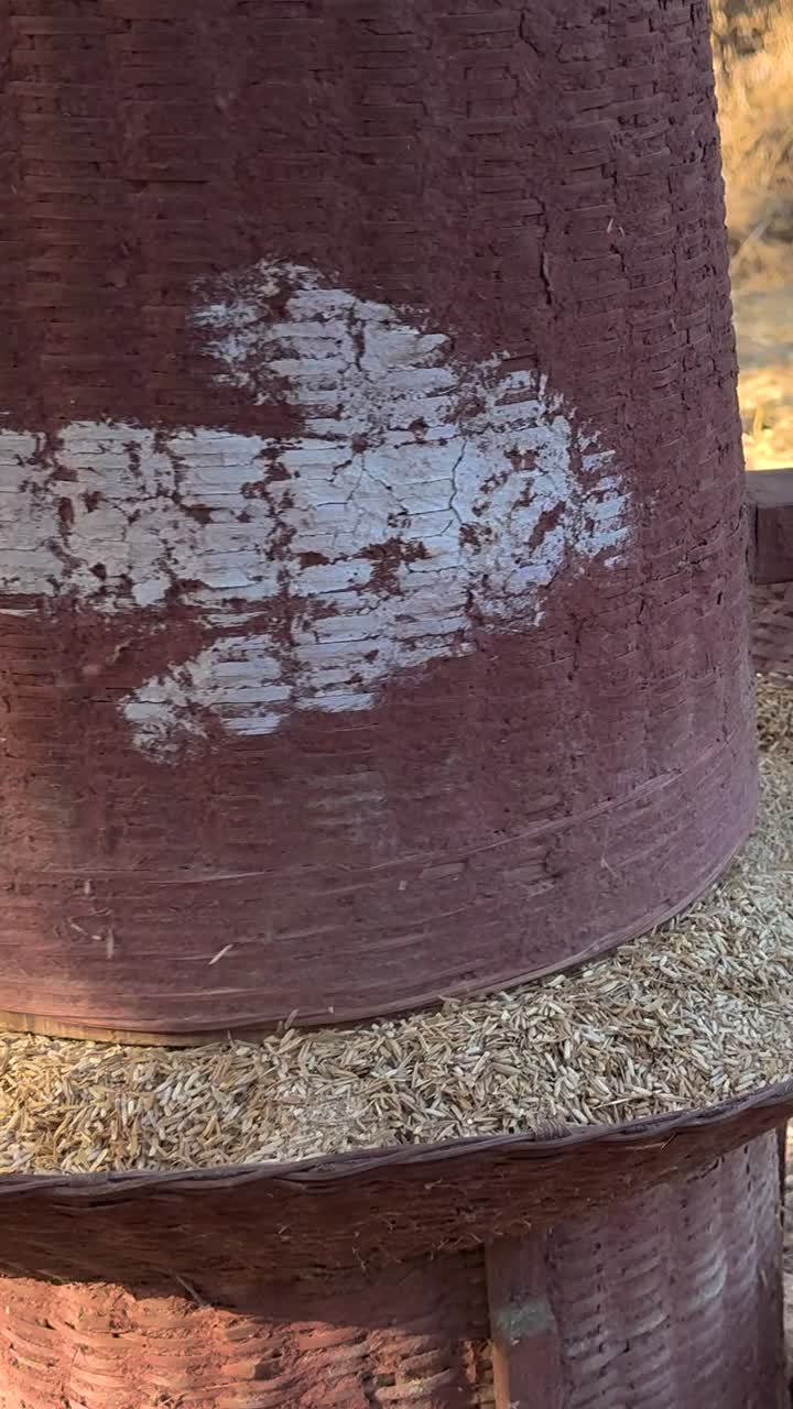 Vintage Wooden Grain Storage Barrel